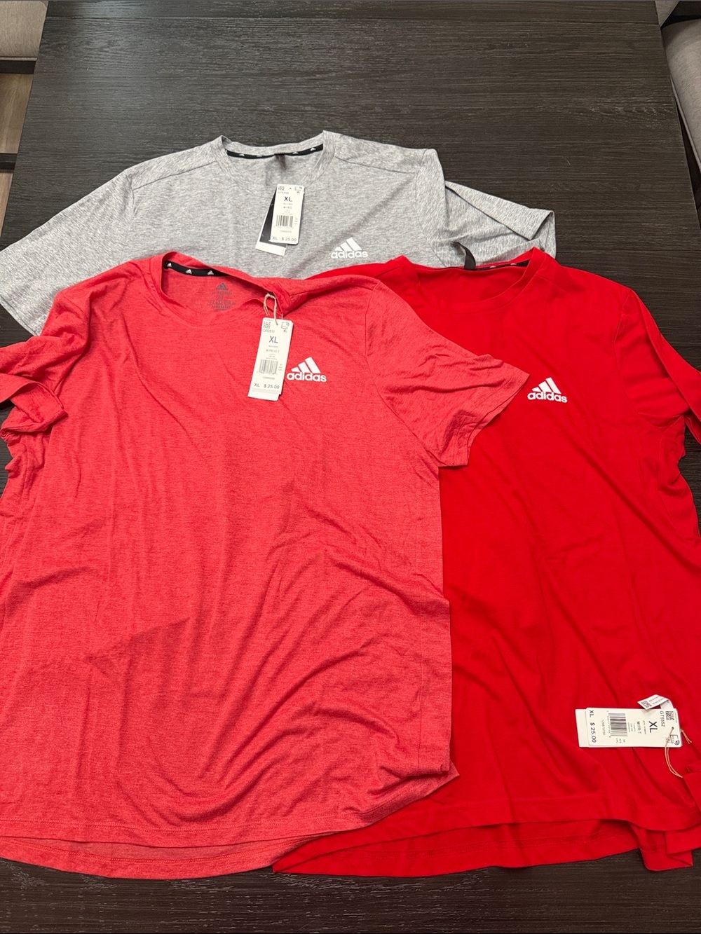 adidas Men’s Short Sleeve Tee Trio - Red, Heather Red, Gray